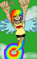 Size: 400x640 | Tagged: safe, artist:curiiosiity, rainbow dash, human, clothes, female, humanized, multicolored hair