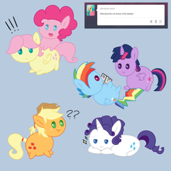 Size: 1500x1500 | Tagged: safe, artist:verminshy, derpibooru import, applejack, applejack (male), fluttershy, pinkie pie, rainbow dash, rarity, twilight sparkle, twilight sparkle (alicorn), alicorn, earth pony, pegasus, pony, unicorn, blob, mane six, rule 63, tumblr