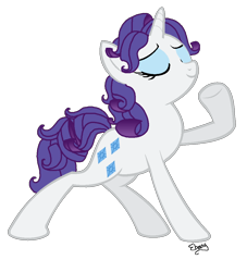 Size: 948x1044 | Tagged: safe, artist:avatarwarriorcat, artist:starryoak, elusive, rarity, pony, unicorn, alternate hairstyle, eyes closed, female, mare, raised hoof, rule 63, rule 63'd rule 63, simple background, smiling, solo, transparent background