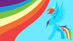 Size: 3840x2160 | Tagged: safe, artist:spntax, derpibooru import, rainbow dash, pegasus, pony, minimalist, modern art, rainbow, solo, vector, wallpaper