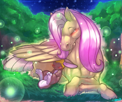 Size: 1792x1500 | Tagged: safe, artist:0r0ch1, fluttershy, oc, pegasus, pony, female, mare, night, prone, realistic, slicky