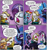 Size: 1279x1350 | Tagged: safe, derpibooru import, idw, applejack, nightmare moon, prince blueblood, rainbow dash, rarity, alicorn, earth pony, pegasus, pony, unicorn, spoiler:comic, spoiler:comicdeviations, comic, ethereal mane, female, male, mare, official comic, purple background, simple background, speech bubble, stallion, starry mane