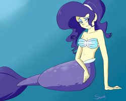 Size: 1280x1024 | Tagged: safe, artist:swomswom, rarity, mermaid, belly button, breasts, cleavage, female, mermaidized, mermarity, seashell, seashell bra, shell bra, solo