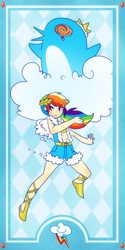 Size: 500x1000 | Tagged: safe, artist:ruhiana, rainbow dash, human, crossover, humanized, puella magi madoka magica, solo