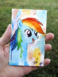 Size: 622x833 | Tagged: safe, artist:strange-1, rainbow dash, pegasus, pony, painting, traditional art, watercolor painting