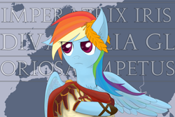 Size: 3000x2000 | Tagged: dead source, safe, artist:yinglongfujun, derpibooru import, rainbow dash, pegasus, pony, crusader kings, crusader kings 2, latin, laurel wreath, map, roman, solo