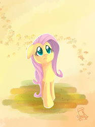 Size: 1536x2048 | Tagged: safe, artist:cainescroll, fluttershy, pegasus, pony, female, floppy ears, frown, mare, solo