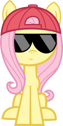 Size: 463x926 | Tagged: safe, artist:ozangel, fluttershy, pegasus, pony, baseball cap, female, flutterswag, hat, mare, simple background, sitting, solo, sunglasses, swag, transparent background