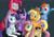 Size: 1804x1262 | Tagged: safe, artist:tcffandoms, derpibooru import, applejack, fluttershy, pinkie pie, rainbow dash, rarity, twilight sparkle, twilight sparkle (alicorn), alicorn, earth pony, pegasus, pony, unicorn, cute, looking at you, mane six, mane six opening poses, no pupils, scene interpretation, smiling