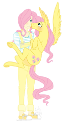 Size: 875x1600 | Tagged: safe, artist:cartoonlion, fluttershy, human, pegasus, pony, blushing, female, human ponidox, humanized, licking, mare, simple background, tongue out, white background