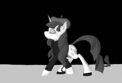 Size: 1402x963 | Tagged: safe, artist:enma-darei, rarity, pony, unicorn, beatnik rarity, beret, clothes, eyes closed, female, grayscale, hat, mare, monochrome, profile, smiling, solo, sweater