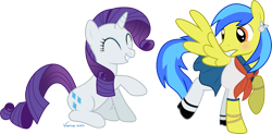 Size: 1100x541 | Tagged: safe, artist:volmise, rarity, oc, pegasus, pony, unicorn, crossdressing, duo, female, male, mare, simple background, stallion, transparent background