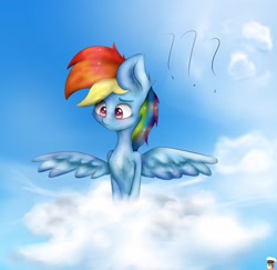 Size: 1806x1759 | Tagged: safe, artist:generallegion, artist:zefirka, derpibooru import, rainbow dash, pegasus, pony, collaboration, cloud, cloudy, sky, solo