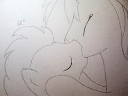 Size: 1032x774 | Tagged: safe, artist:rd97, rainbow dash, soarin', pegasus, pony, female, kissing, male, shipping, soarindash, straight, traditional art