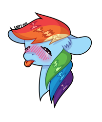 Size: 1157x1383 | Tagged: safe, artist:rappy-yum, derpibooru import, rainbow dash, pegasus, pony, blushing, floppy ears, simple background, solo, tongue out, transparent background