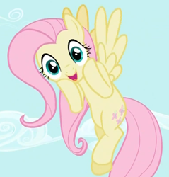 Size: 548x574 | Tagged: safe, screencap, fluttershy, pegasus, pony, cute, female, flying, happy, mare, moe, sky, solo