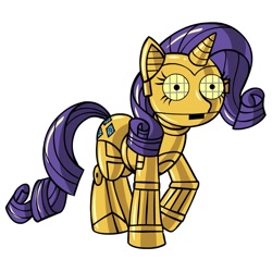 Size: 945x945 | Tagged: safe, artist:megasweet, rarity, pony, unicorn, c-3po, crossover, simple background, solo, star wars, white background