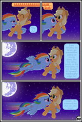 Size: 3254x4837 | Tagged: safe, artist:gutovi, derpibooru import, applejack, rainbow dash, earth pony, pegasus, pony, comic:why me!?, absurd resolution, comic, freckles, implied appledash, implied lesbian, implied shipping