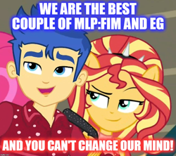 Size: 1080x960 | Tagged: safe, flash sentry, sunset shimmer, better together, cheer you on, equestria girls, best ship, female, flashimmer, male, op is a cuck, op is trying to start shit, shipping, straight