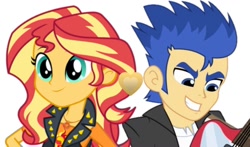 Size: 1164x686 | Tagged: safe, artist:agentprime, flash sentry, sunset shimmer, equestria girls, female, flashimmer, geode of empathy, magical geodes, male, shipping, straight