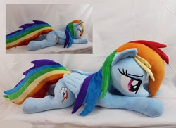 Size: 2888x2104 | Tagged: safe, artist:epicrainbowcrafts, derpibooru import, rainbow dash, bedroom eyes, irl, life size, photo, plushie, solo, wet mane