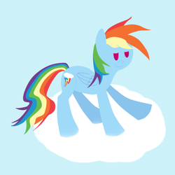 Size: 1500x1500 | Tagged: safe, artist:unassuminguser, rainbow dash, pegasus, pony, blue coat, cloud, female, mare, multicolored mane