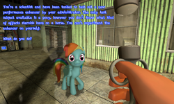Size: 1280x768 | Tagged: safe, rainbow dash, human, 3d, gmod, offscreen character, pov, steroids, syringe