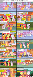 Size: 1282x2948 | Tagged: safe, screencap, apple bloom, diamond tiara, fluttershy, scootaloo, snails, sweetie belle, twist, earth pony, pegasus, pony, unicorn, comic:celestia's servant interview, adorabloom, caption, carousel boutique, colt, comic, cute, cutealoo, cutie mark crusaders, diasweetes, female, filly, fluttershy's cottage, interview, male, mare