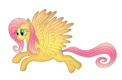 Size: 900x587 | Tagged: safe, artist:macalaniaa, fluttershy, pegasus, pony, female, flying, mare, simple background, smiling, solo, transparent background