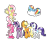 Size: 1400x1200 | Tagged: safe, artist:pinkpearlmlp, derpibooru import, applejack, fluttershy, pinkie pie, rainbow dash, rarity, twilight sparkle, twilight sparkle (alicorn), alicorn, earth pony, pegasus, pony, unicorn, cloud, flying, mane six, simple background, transparent background