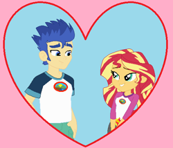 Size: 507x435 | Tagged: safe, artist:sturk-fontaine, flash sentry, sunset shimmer, equestria girls, legend of everfree, camp everfree logo, camp everfree outfits, female, flashimmer, male, shipping, straight