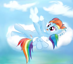 Size: 2046x1791 | Tagged: safe, artist:joycat, rainbow dash, pegasus, pony, cloud, cloudy, solo