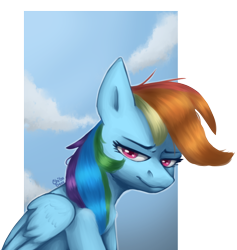 Size: 658x694 | Tagged: safe, artist:chibadeer, derpibooru import, rainbow dash, pegasus, pony, bust, female, mare, portrait, solo