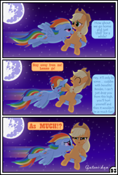 Size: 3254x4837 | Tagged: safe, artist:gutovi, derpibooru import, applejack, rainbow dash, earth pony, pegasus, pony, comic:why me!?, absurd resolution, comic, implied appledash, implied lesbian, implied shipping