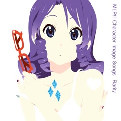 Size: 600x600 | Tagged: safe, artist:mirakurunaito, rarity, boobie mark, glasses, humanized, k-on, parody, rarity's glasses, solo