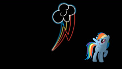 Size: 900x506 | Tagged: safe, artist:alexram1313, derpibooru import, rainbow dash, pegasus, pony, black background, cutie mark, glow, looking up, simple background, smiling, solo