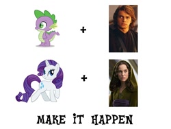 Size: 800x600 | Tagged: safe, rarity, spike, dragon, pony, unicorn, anakin skywalker, exploitable meme, female, make it happen, male, meta, padme amidala, shipping, sparity, star wars, straight