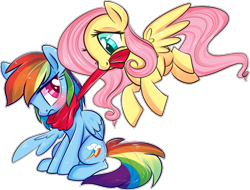 Size: 793x604 | Tagged: dead source, safe, artist:suzuii, fluttershy, rainbow dash, pegasus, pony, clothes, scarf