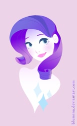 Size: 409x664 | Tagged: safe, artist:blumina, rarity, clothes, female, humanized, purple hair, solo, white skin