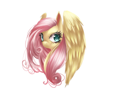 Size: 2200x1800 | Tagged: safe, artist:dream--chan, fluttershy, pegasus, pony, bust, eyelashes, female, looking at you, looking sideways, mare, portrait, simple background, solo, transparent background