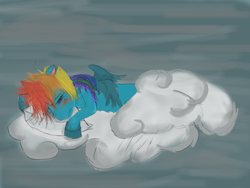 Size: 1200x900 | Tagged: artist needed, source needed, safe, rainbow dash, pegasus, pony, cloud, solo