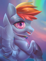 Size: 600x800 | Tagged: safe, artist:honeyapplecake, derpibooru import, rainbow dash, pegasus, pony, cutie mark, female, mare, open mouth, solo, spread wings, wings