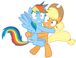 Size: 3880x3000 | Tagged: safe, artist:rainbowderp98, derpibooru import, applejack, rainbow dash, earth pony, pegasus, pony, season 4, .ai available, .svg available, high res, scared, simple background, surprised, transparent background, vector