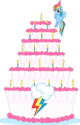 Size: 1600x2478 | Tagged: safe, artist:gezawatt, rainbow dash, pegasus, pony, pinkie pride, .ai available, birthday cake, cake, colored, digital art, simple background, transparent background, vector