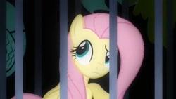 Size: 640x360 | Tagged: safe, screencap, fluttershy, pegasus, pony, a bird in the hoof, female, mare, prison, solo