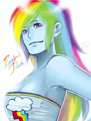 Size: 600x800 | Tagged: safe, artist:malamilje, rainbow dash, human, humanized, pixiv, pony coloring, solo