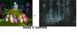 Size: 1112x504 | Tagged: safe, derpibooru import, applejack, fluttershy, pinkie pie, rainbow dash, rarity, twilight sparkle, twilight sparkle (alicorn), alicorn, earth pony, pegasus, pony, unicorn, everfree forest, exploitable meme, female, fukai, make it happen, mare, meme, nausicaa of the valley of the wind, studio ghibli, toxic jungle, wingworm