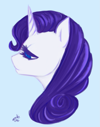 Size: 751x954 | Tagged: dead source, safe, artist:morkemime, rarity, pony, unicorn, bust, portrait, profile, solo