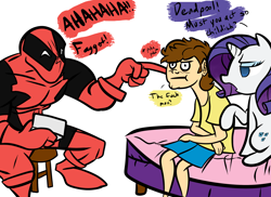 Size: 2338x1700 | Tagged: safe, artist:tess, rarity, human, crossover, deadpool