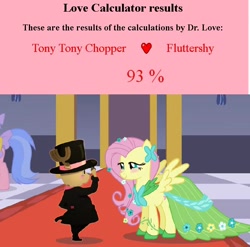 Size: 666x657 | Tagged: safe, fluttershy, choppershy, love calculator, one piece, shipping, text, tony tony chopper, wat, wtf